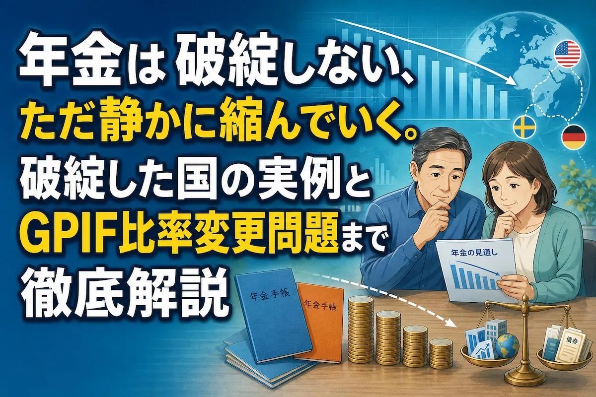 年金は破綻しない、ただ静かに縮んでいく。破綻した国の実例とGPIF比率変更問題まで徹底解説
