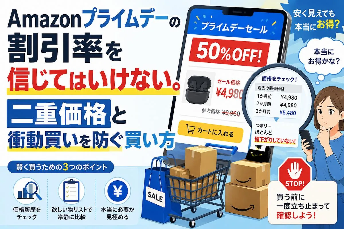 Amazonプライムデーの割引率を信じてはいけない。二重価格と衝動買いを防ぐ買い方
