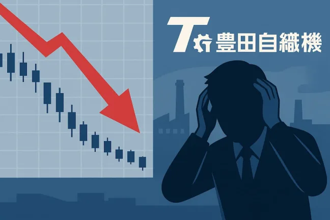 豊田自動織機TOB発表で急落する株価チャートと狼狽する投資家のイメージ