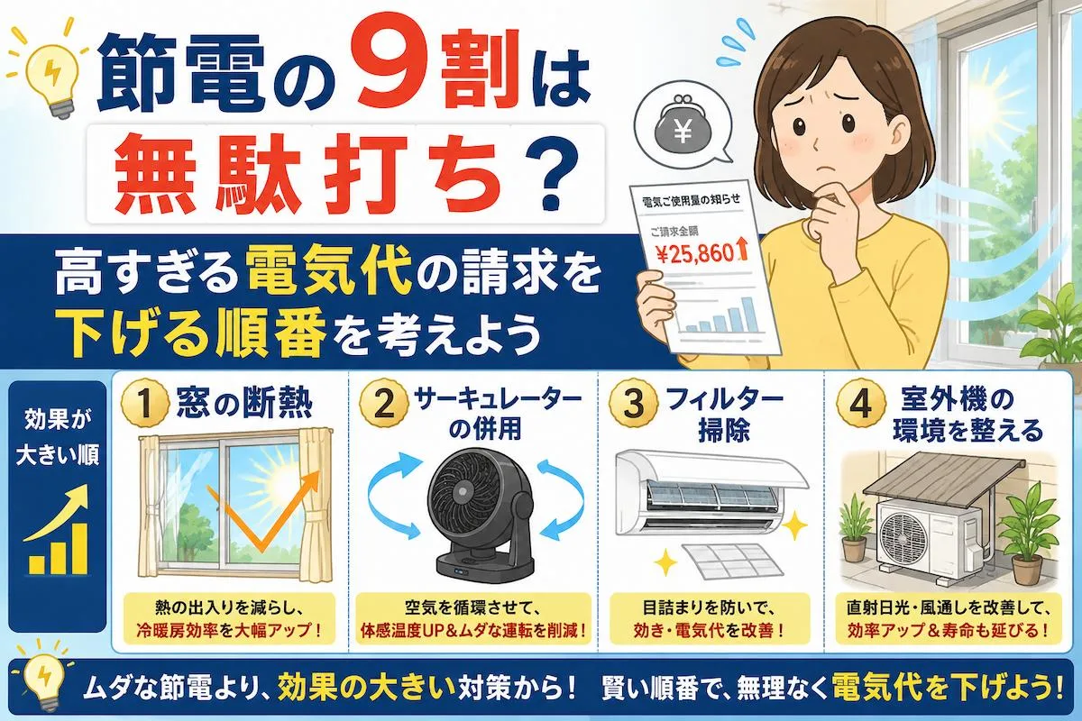 節電の9割は無駄打ち？高すぎる電気代の請求を下げる順番を考えよう
