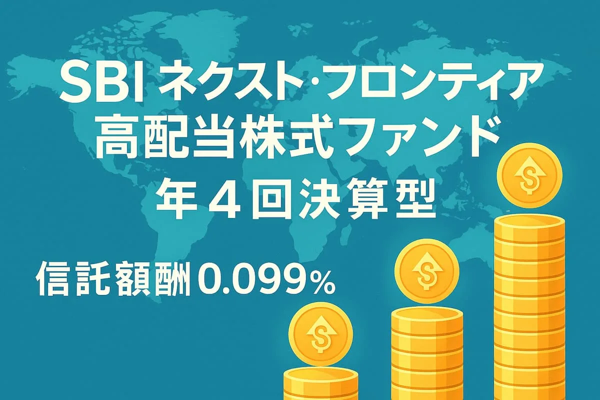 SBIネクスト・フロンティア高配当株式ファンド 年4回決算型 アイキャッチ 信託報酬0.099％ 新興国高配当株ファンドのイメージ図