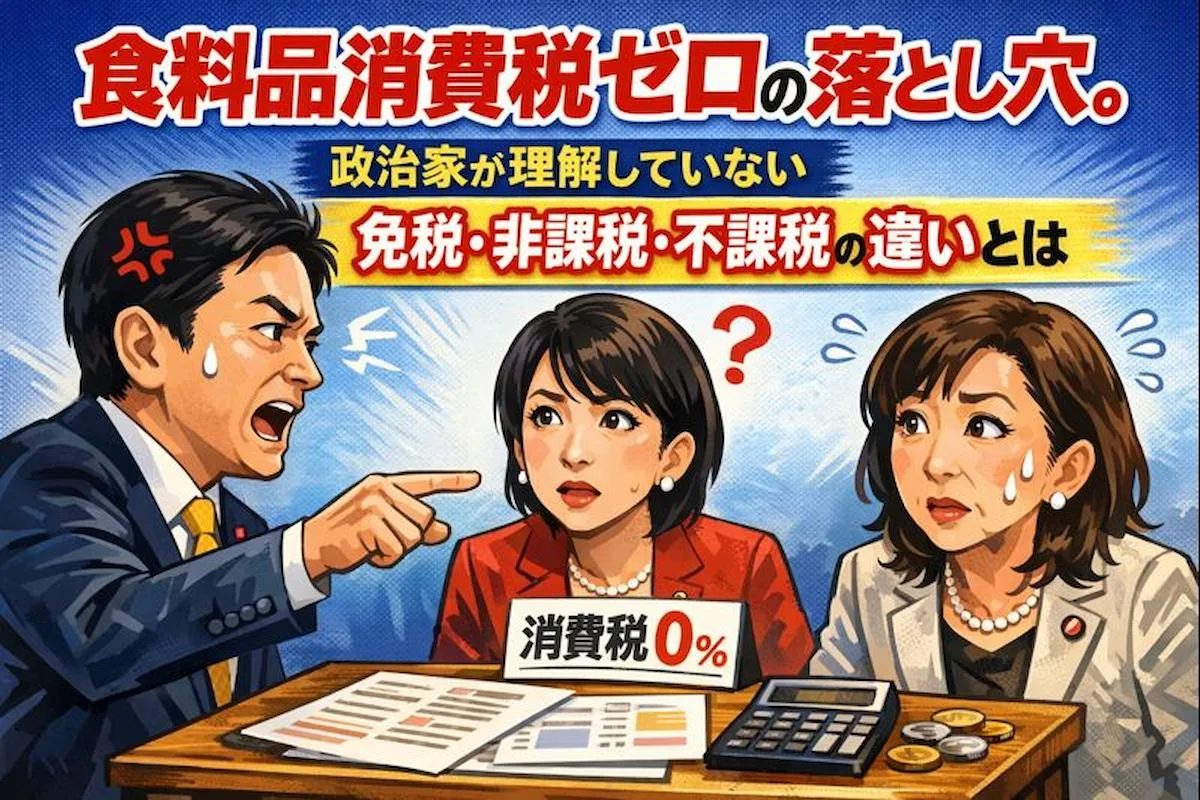 食料品消費税ゼロの落とし穴。政治家が理解していない免税・非課税・不課税の違いとは