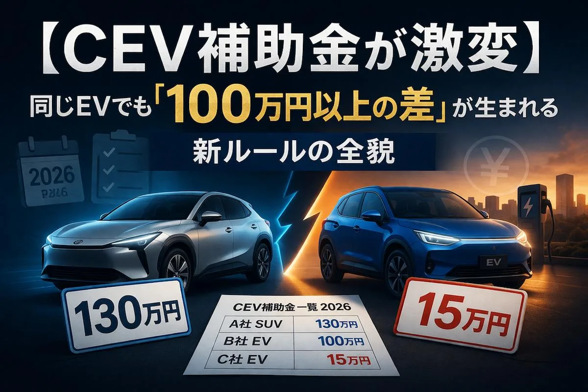 【CEV補助金が激変】同じEVでも「100万円以上の差」が生まれる新ルールの全貌
