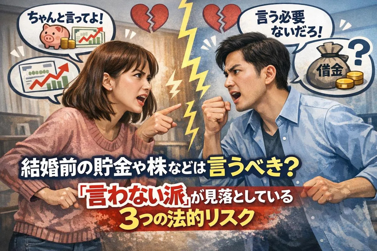 結婚前の貯金や株などは言うべき？「言わない派」が見落としている3つの法的リスク