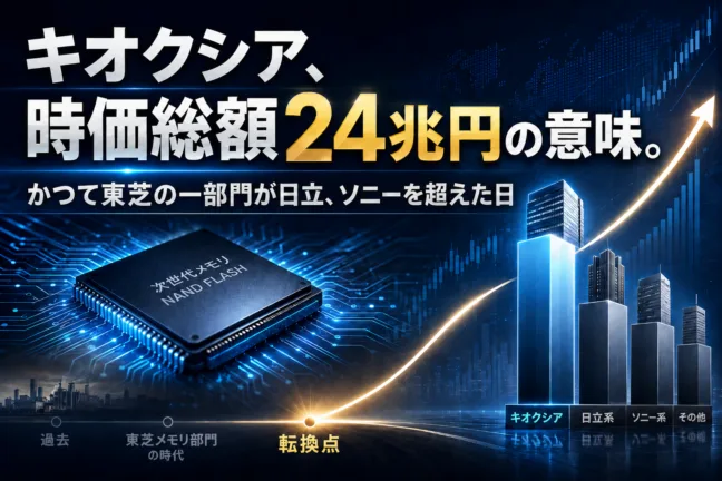 キオクシア、時価総額24兆円の意味。かつて東芝の一部門が日立、ソニーを超えた日