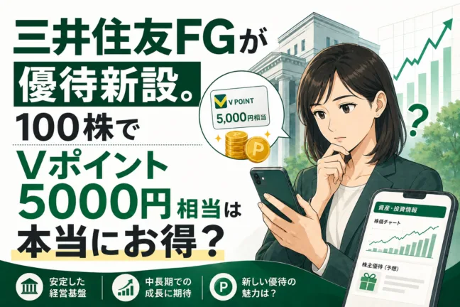 三井住友FGが優待新設。100株でVポイント5000円相当は本当にお得？