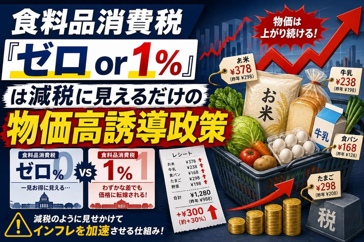 食料品消費税「ゼロor1％」は減税に見えるだけの物価高誘導政策