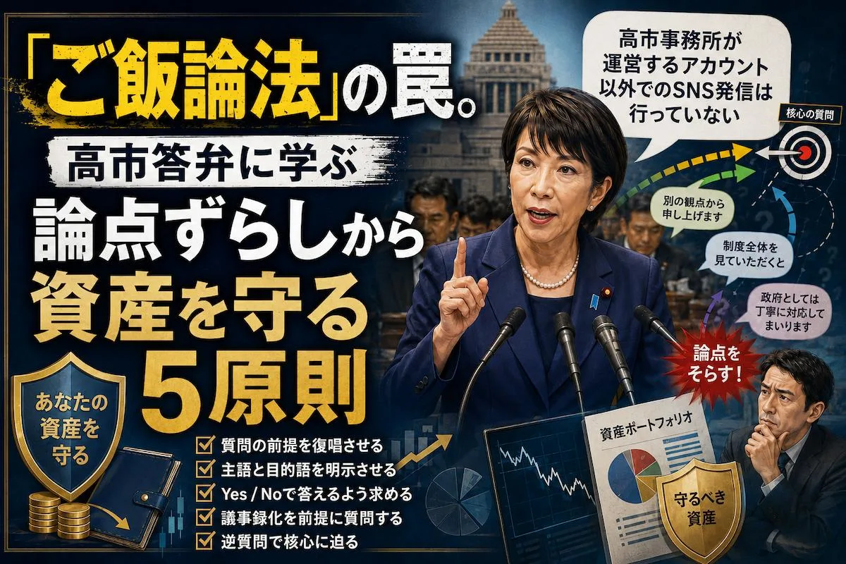 「ご飯論法」の罠。高市答弁に学ぶ論点ずらしから資産を守る5原則