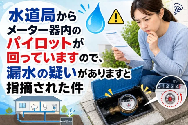 水道局から「メーター器内のパイロットが回っていますので、漏水の疑いがあります」と指摘された件