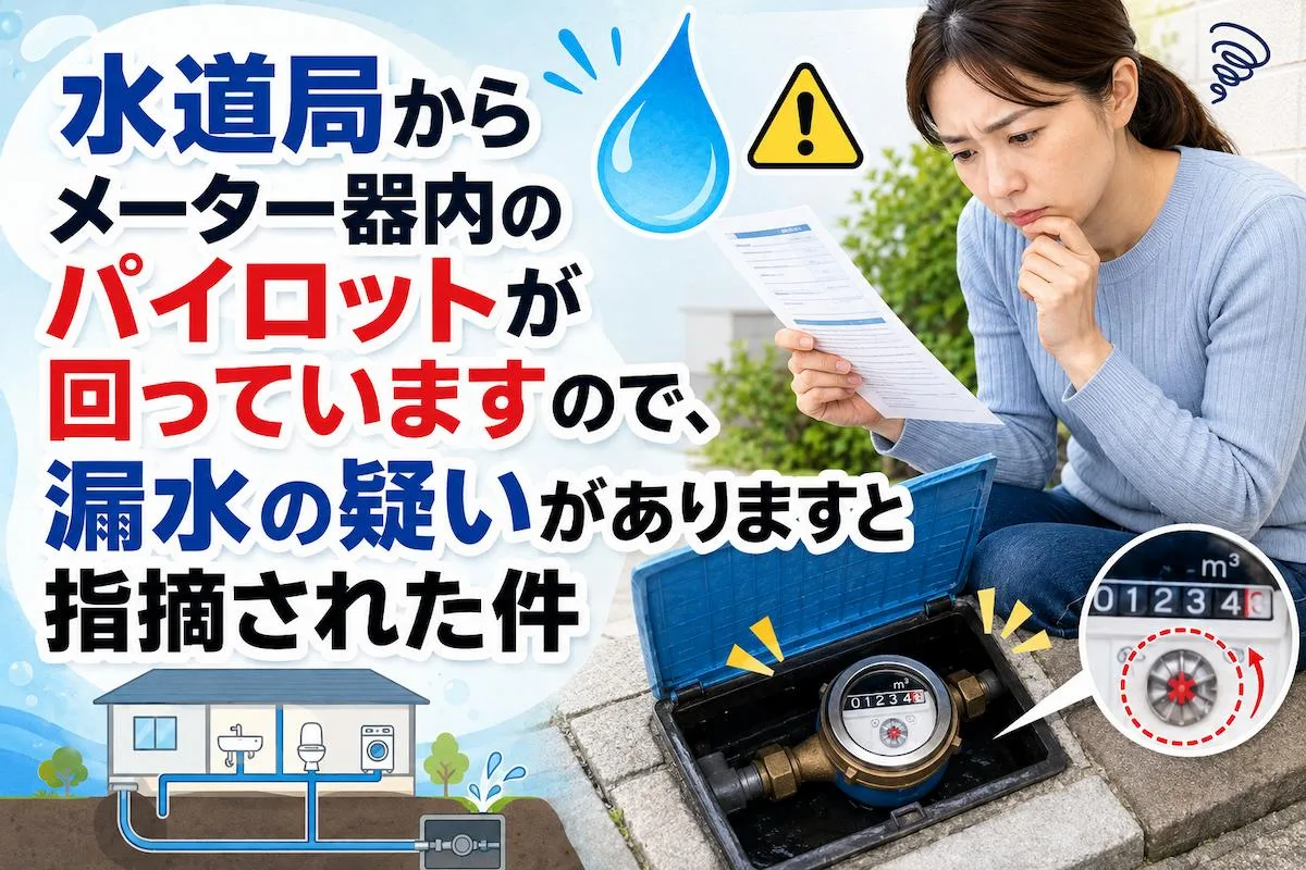 水道局から「メーター器内のパイロットが回っていますので、漏水の疑いがあります」と指摘された件