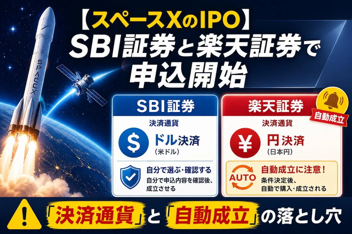 【スペースXのIPO】SBIと楽天の知っておきたい「決済通貨」と「自動成立」の落とし穴
