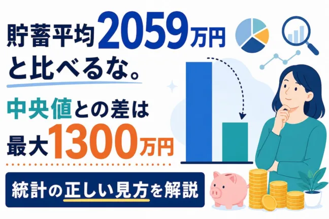 貯蓄平均2059万円と比べるな。中央値との差は最大1300万円。統計の正しい見方を解説