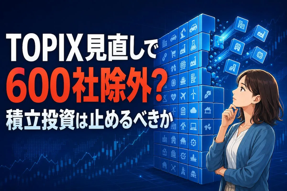 TOPIX見直しで600社除外？積立投資は止めるべきか