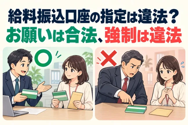 給料振込口座の指定は違法?お願いは合法、強制は違法